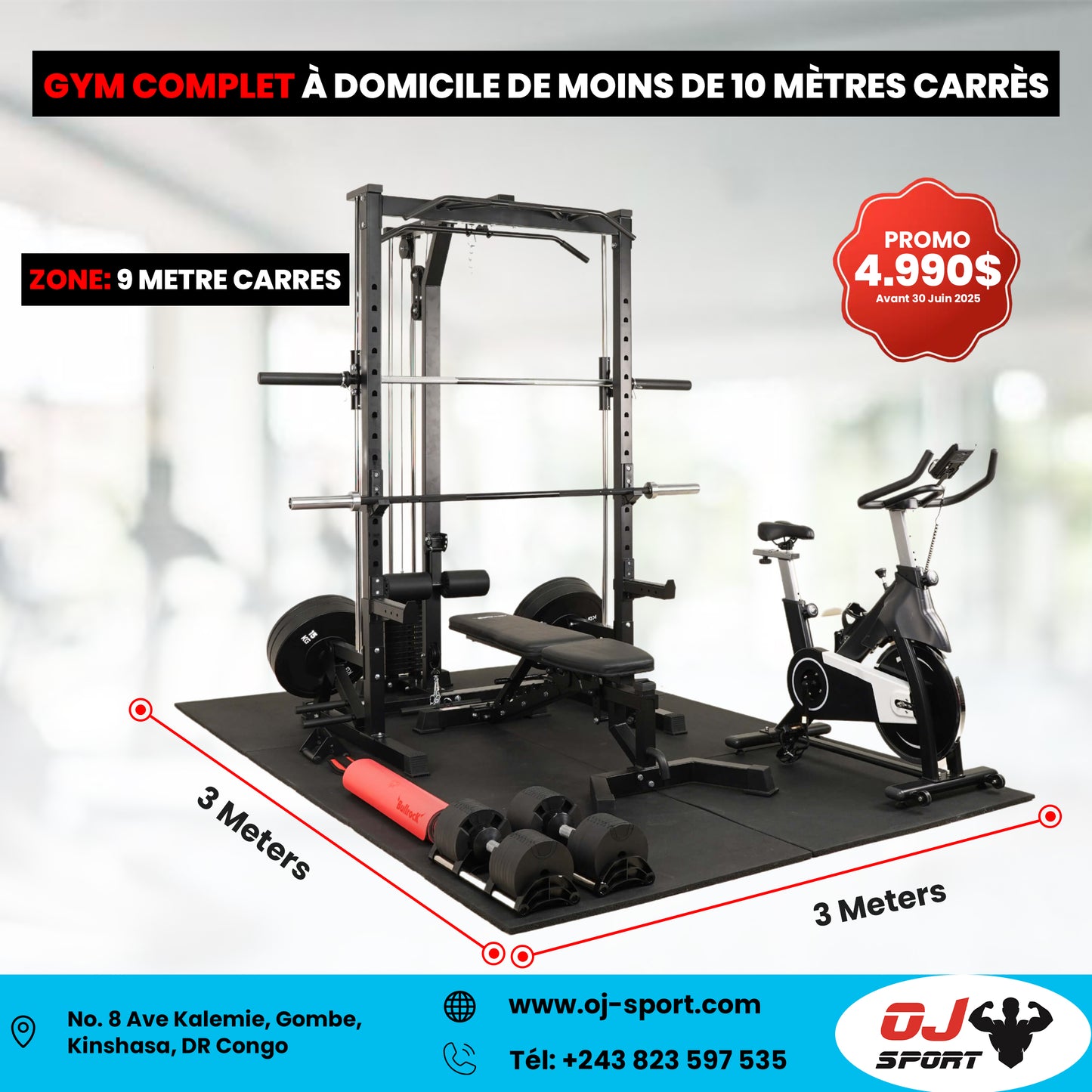 Salle de sport combinée complète