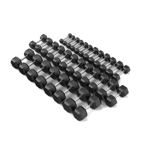 1-25kg Rubber Hex Dumbbell Set