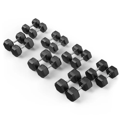 10-25kg Rubber Hex Dumbbell Set