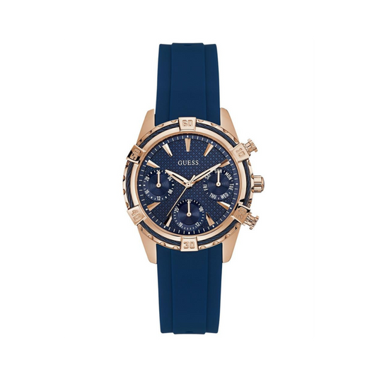 Montre Guess pour femme, bleue et dorée