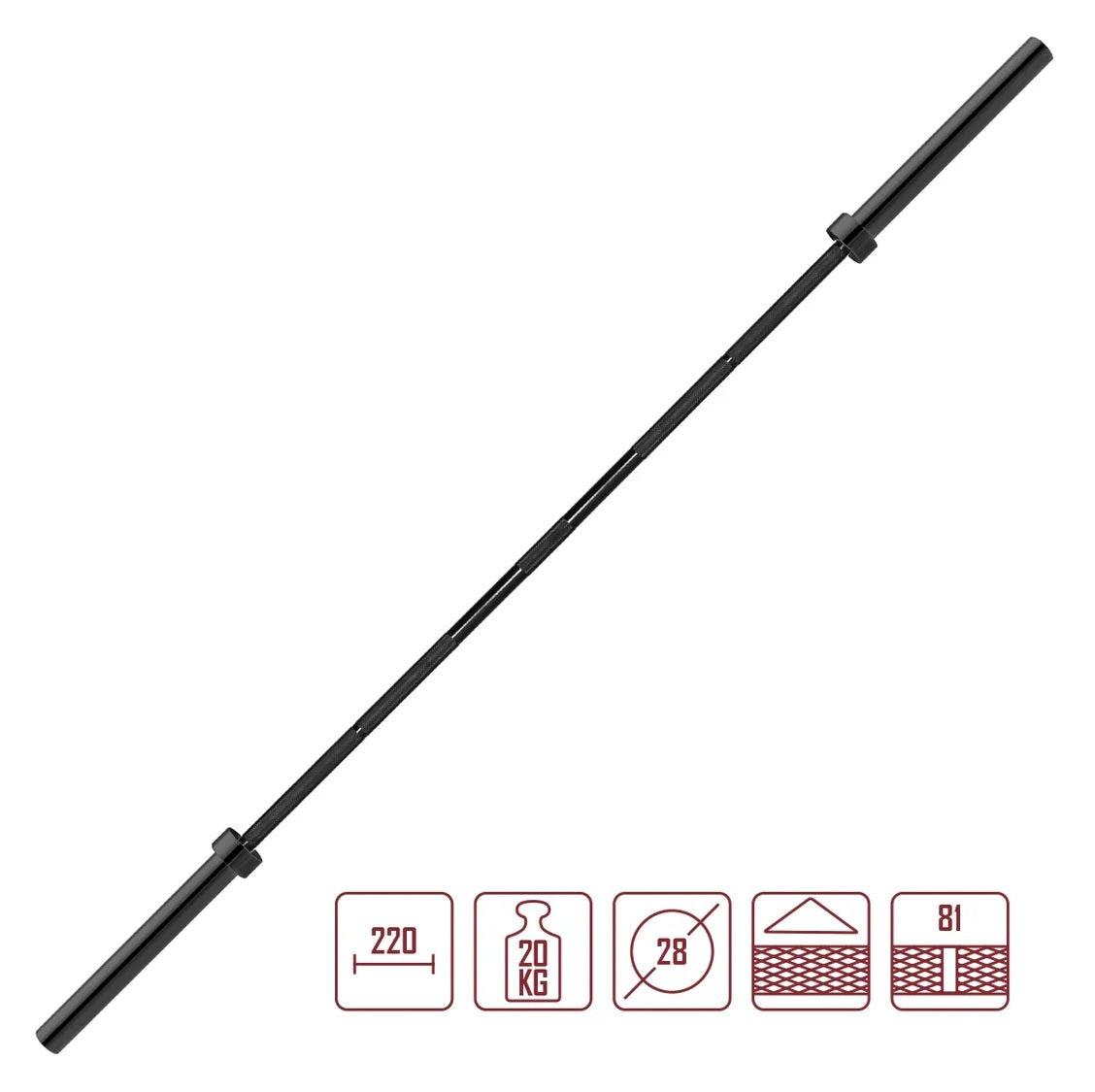 7ft Black Olympic Barbell Bar
