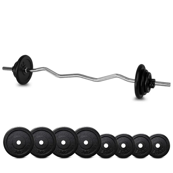 35kg Standard Ez Curl Barbell Set