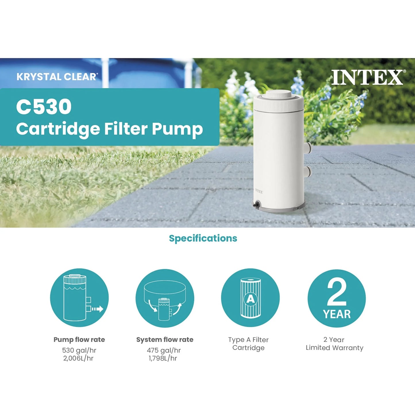 Intex C530 Cartridge Filter Pump (220-240 V)