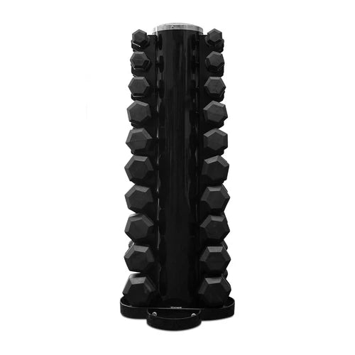 1-10 kg Rubber Hex Dumbbells + Rack